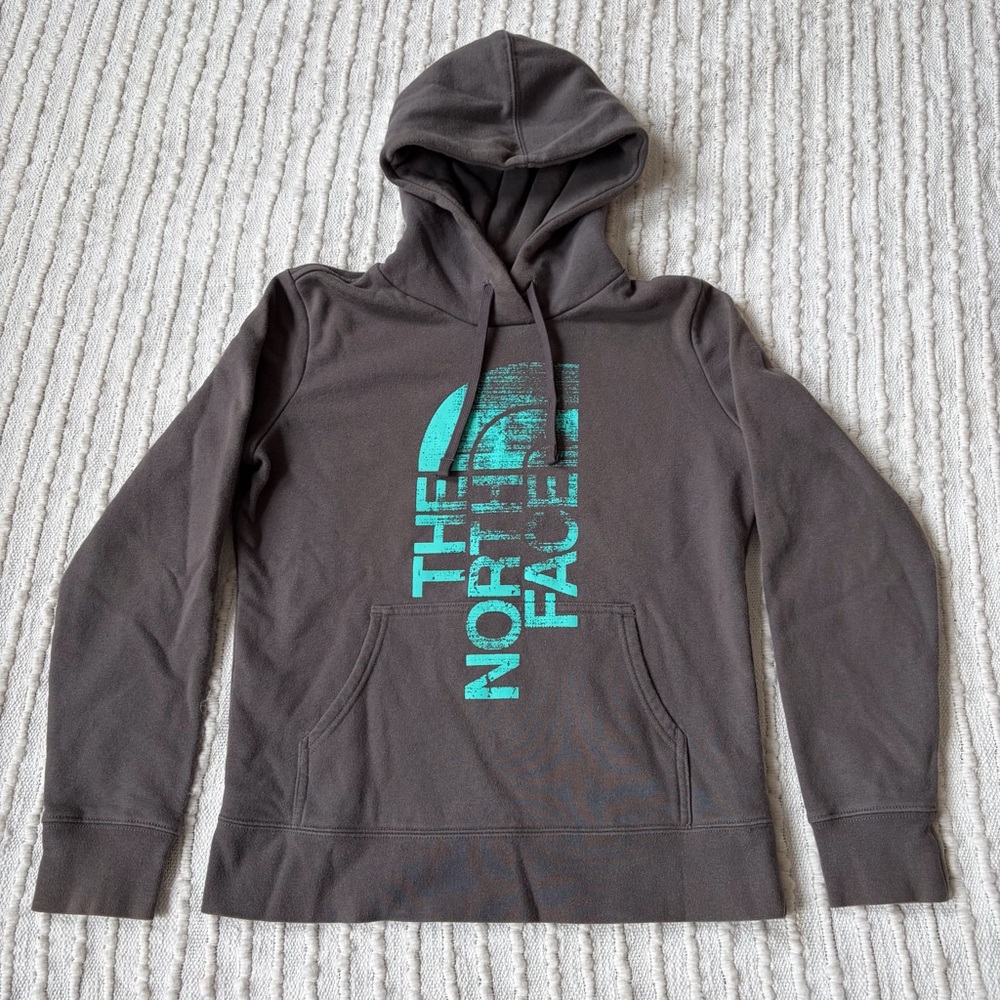 The North Face Women’s Gray and Blue Graphic Pullover Hoodie Size Small